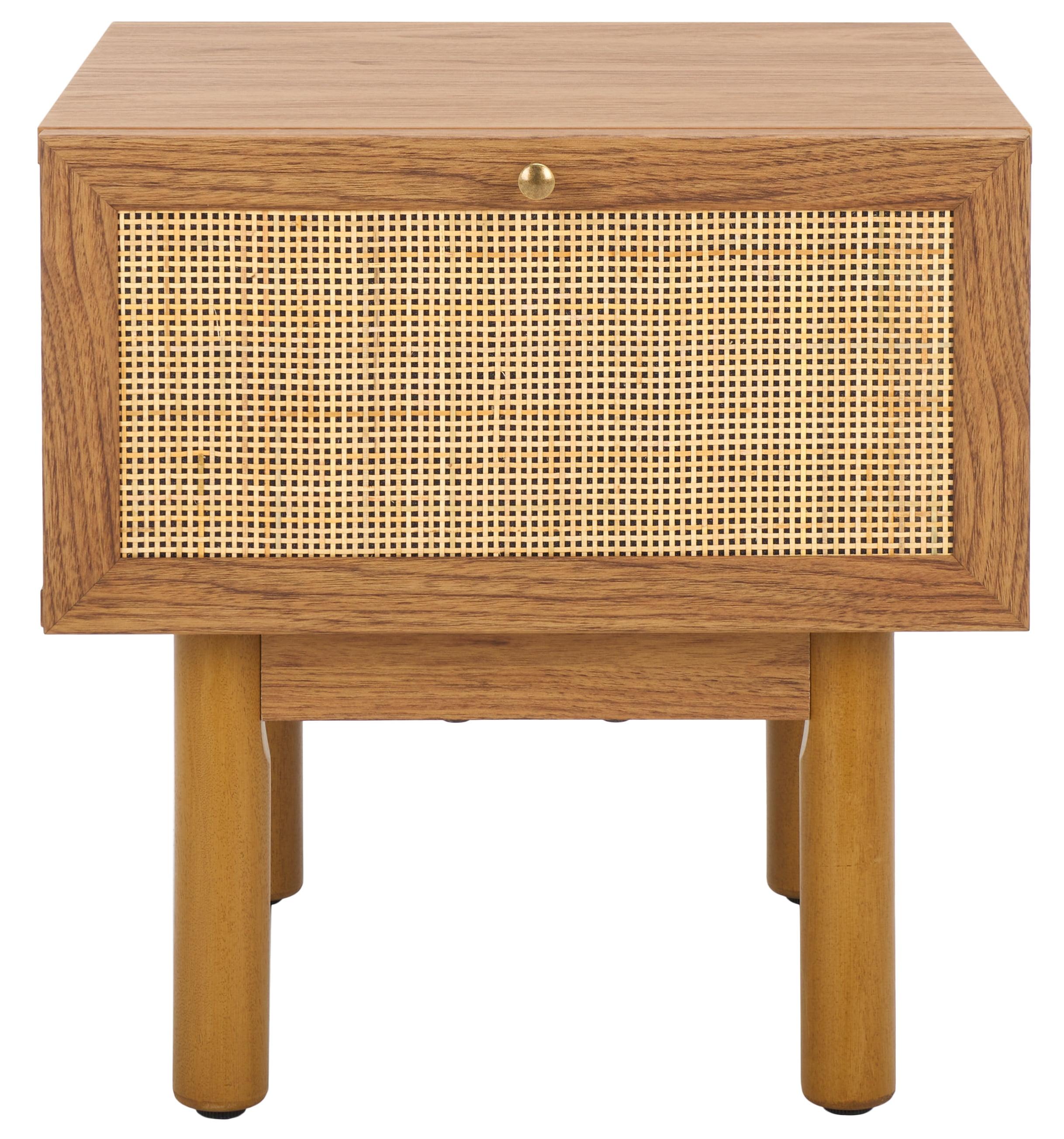 Aino Oak Natural 1-Drawer Nightstand with Rattan Mesh