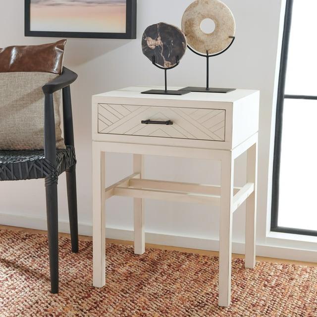 Ajana 1 Drawer Accent Table - Distressed White - Safavieh.