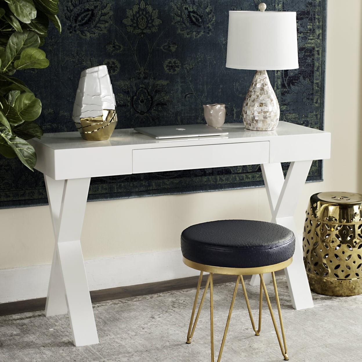 White Lacquer One Drawer Vanity Desk