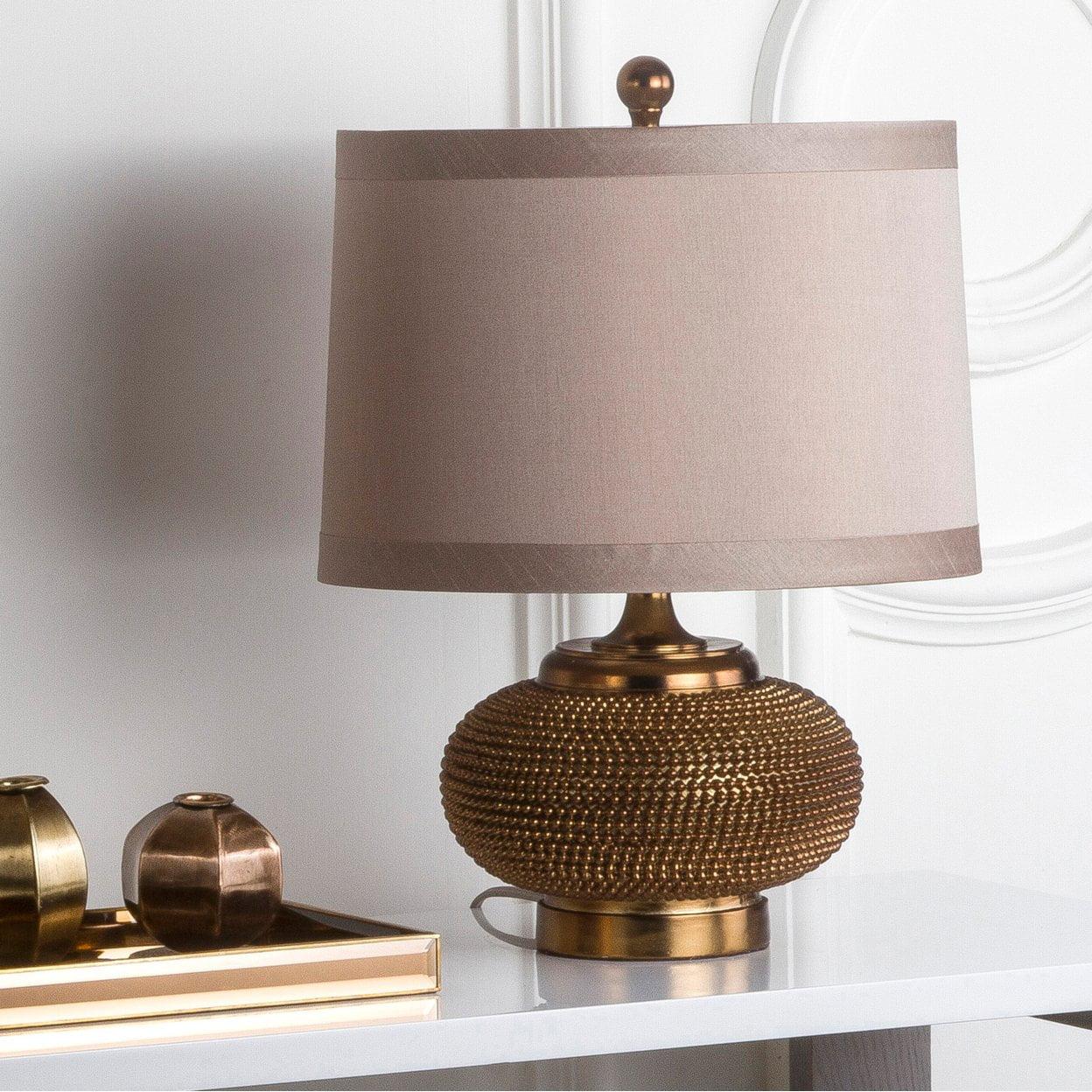 Alexis Beaded Table Lamp (Set of 2) - 19 Inch Height - LIT4016 - Copper/Taupe - Safavieh