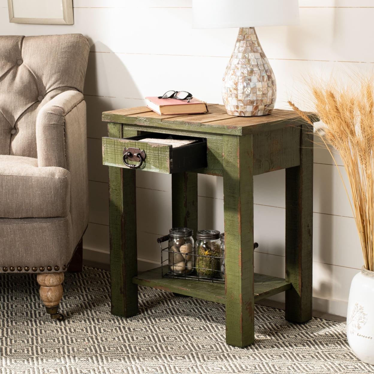 Alfred End Table - Antique Green - Safavieh.