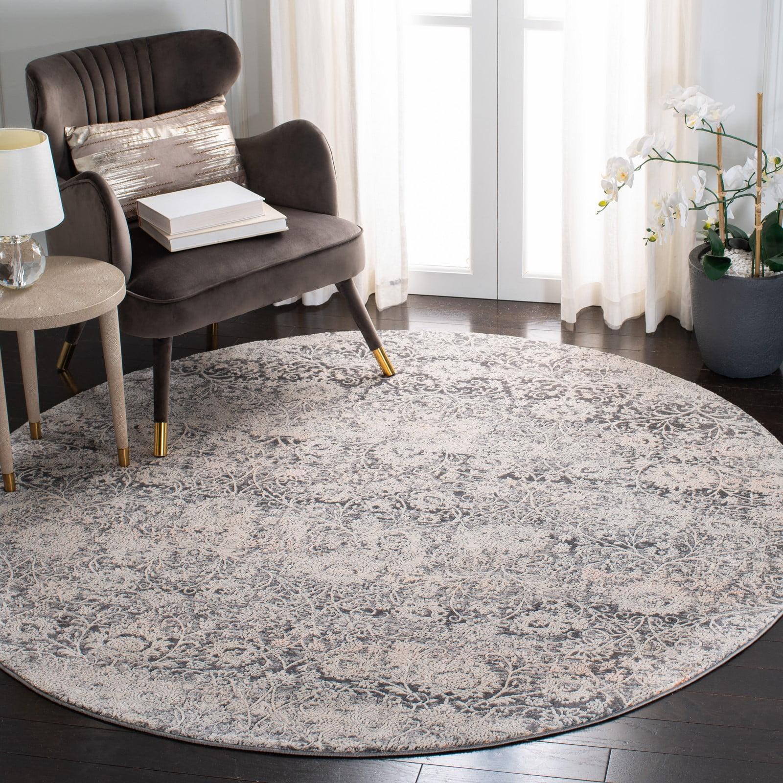 Alhambra ALH617 Power Loomed Area Rug - Cream/Grey - 6'7" X 6'7" Round - Safavieh.