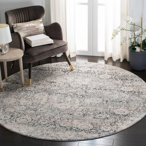 Alhambra ALH617 Power Loomed Area Rug - Cream/Grey - 6'7" X 6'7" Round - Safavieh.