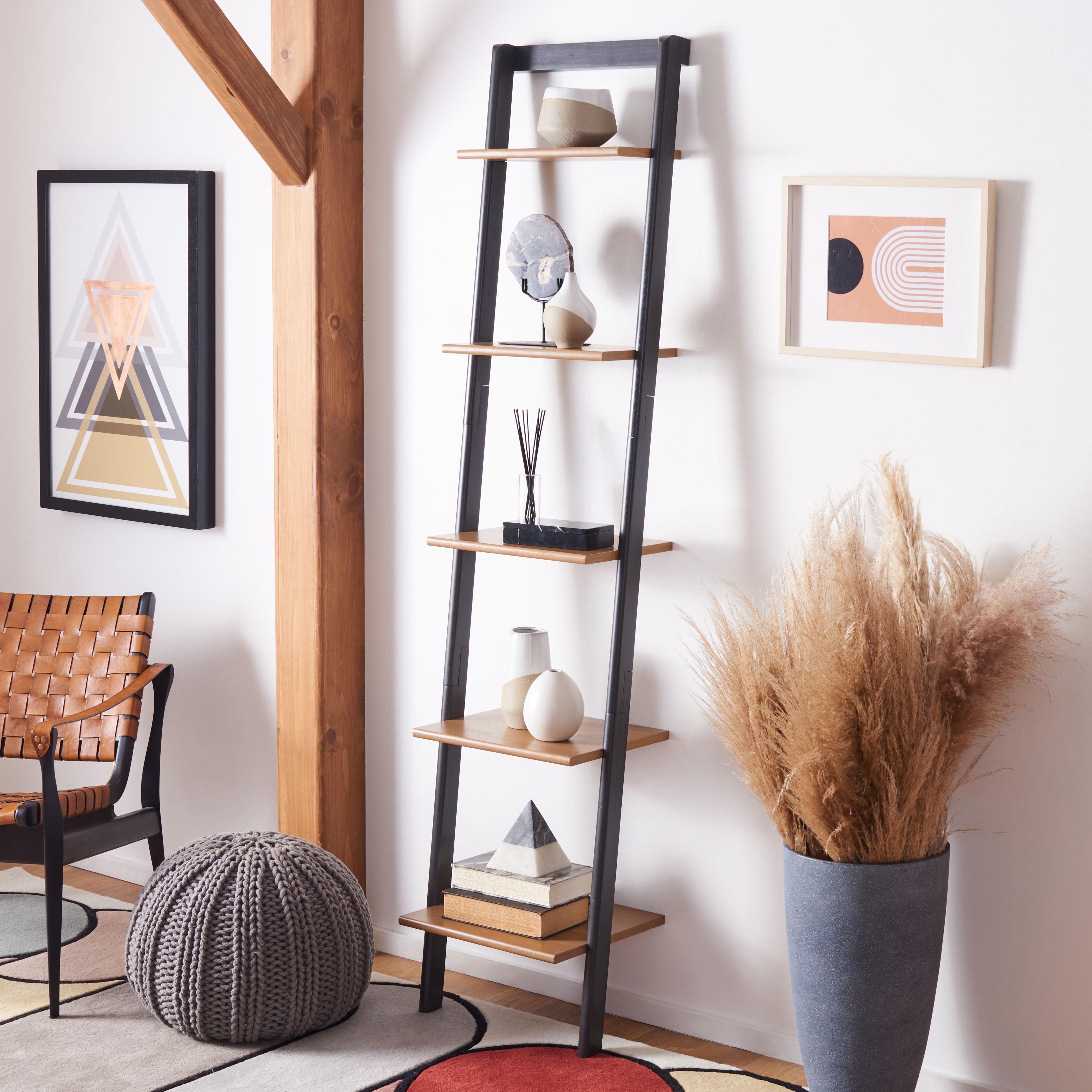Allaire 5 Tier Leaning Etagere - Natural / Charcoal - Safavieh