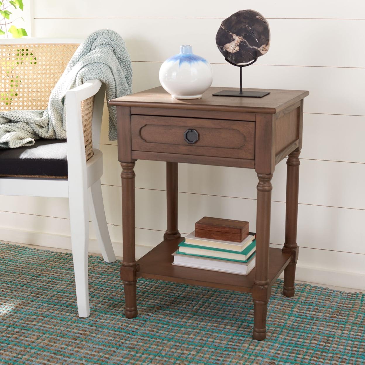 Modern Farmhouse 22" Brown Wood Storage Accent Table