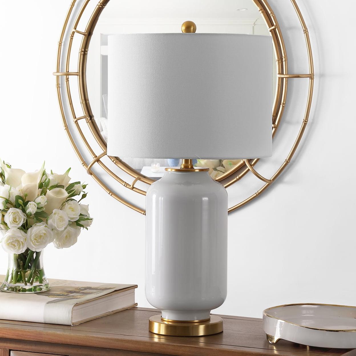 Amaia 26" White Glass Table Lamp with Gold Base