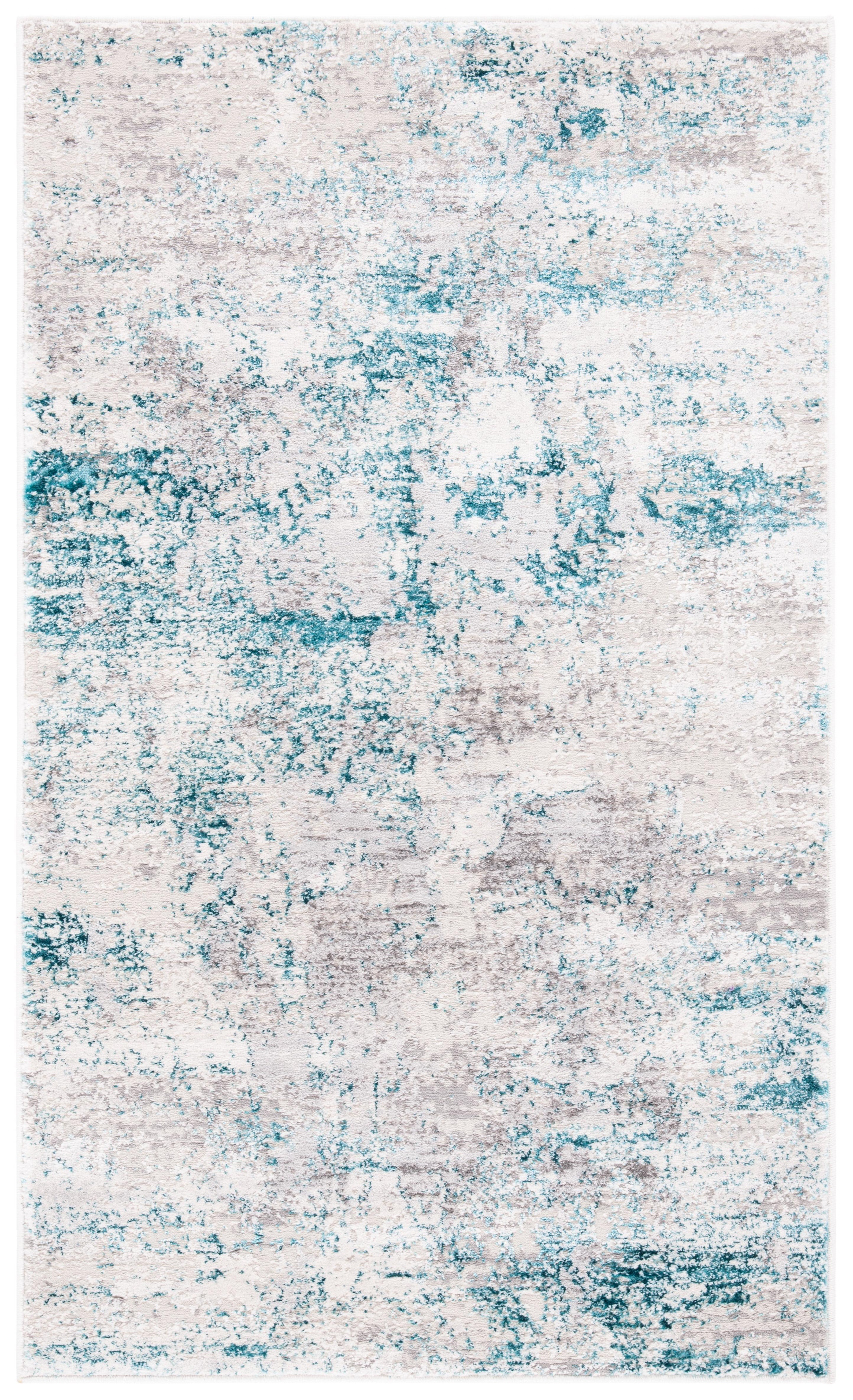 Amalfi AMF572 Power Loomed Accent Rug - Cream/Turquoise - 3'x5' - Safavieh.