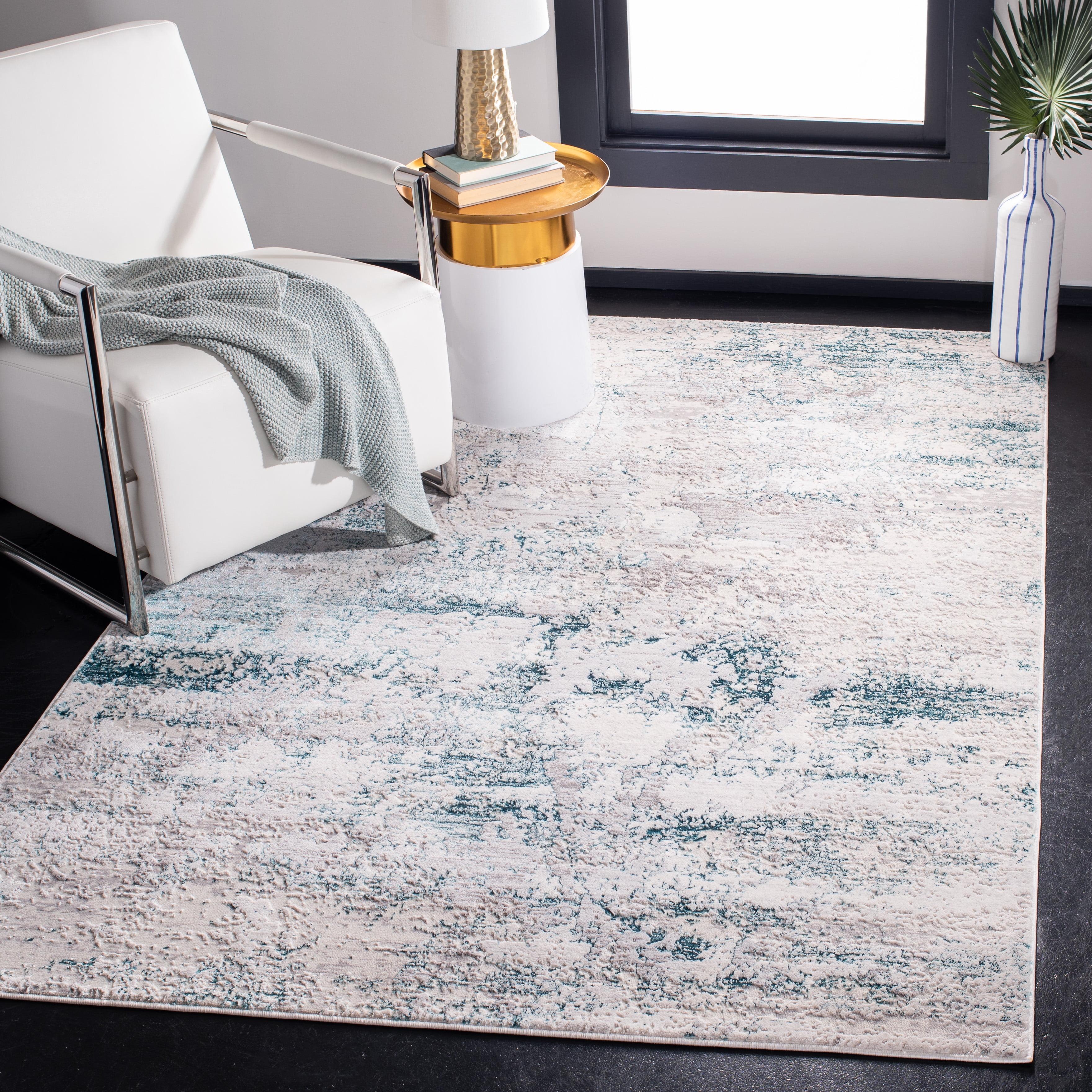Amalfi AMF572 Power Loomed Area Rug - Cream/Turquoise - 5'3"x7'6" - Safavieh.
