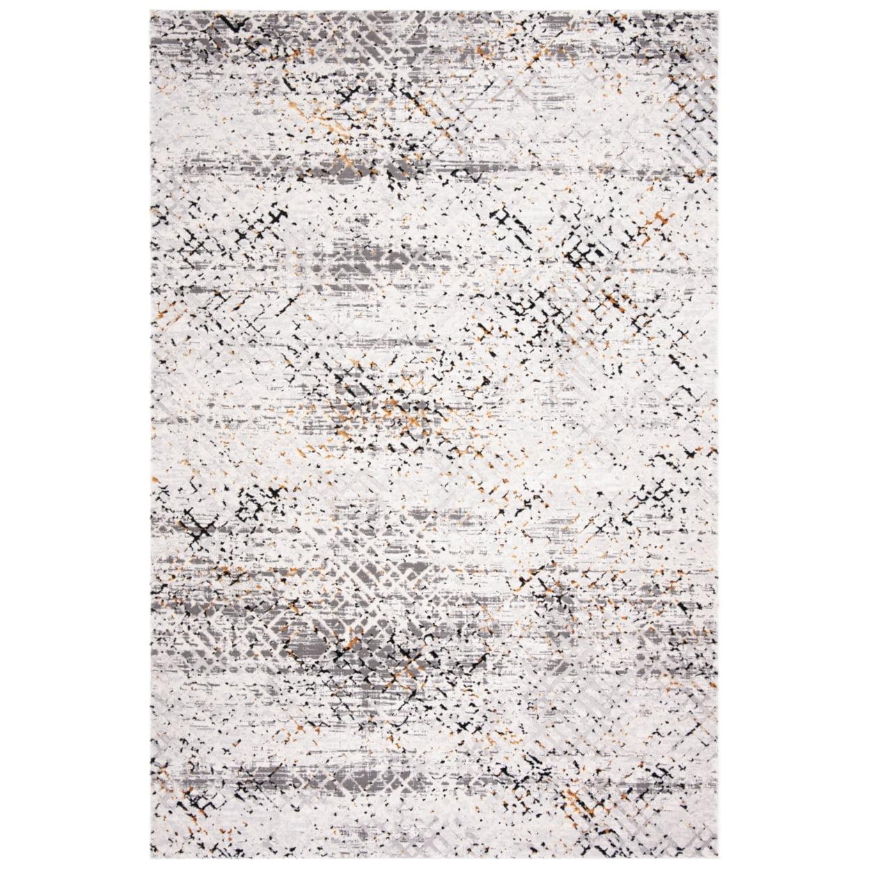 Abstract Amalfi Coast Inspired 9' x 12' Gray Wool-Silk Blend Rug