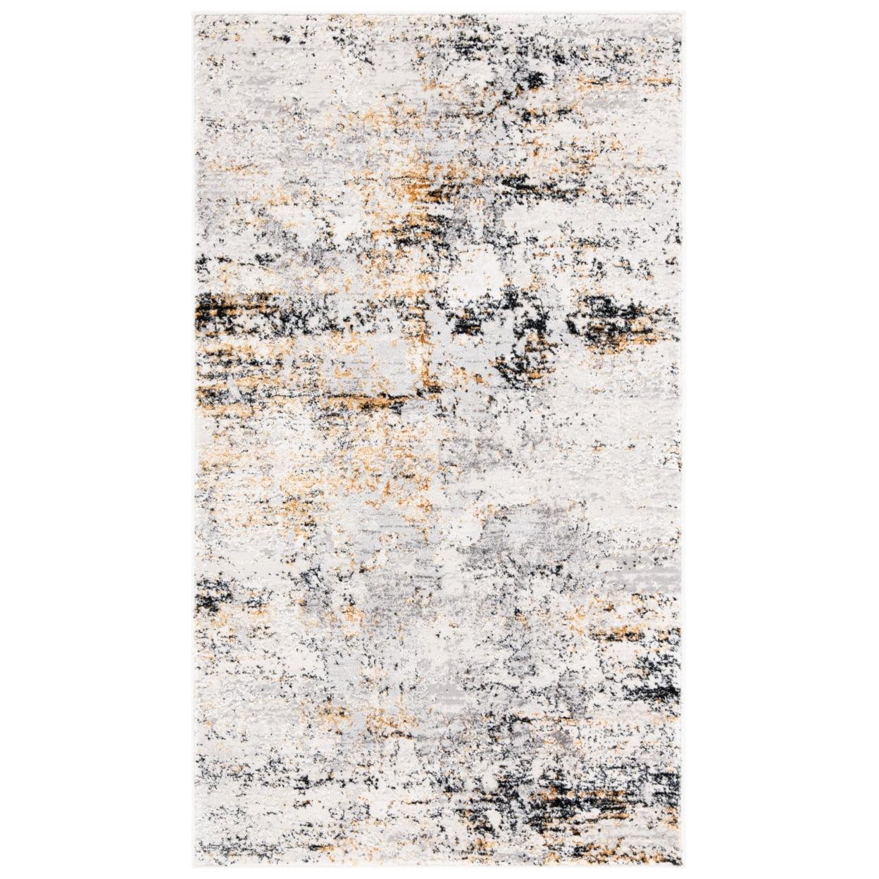 Abstract Amalfi Bliss Rectangular Rug in Creme & Gold - 3x5 Feet