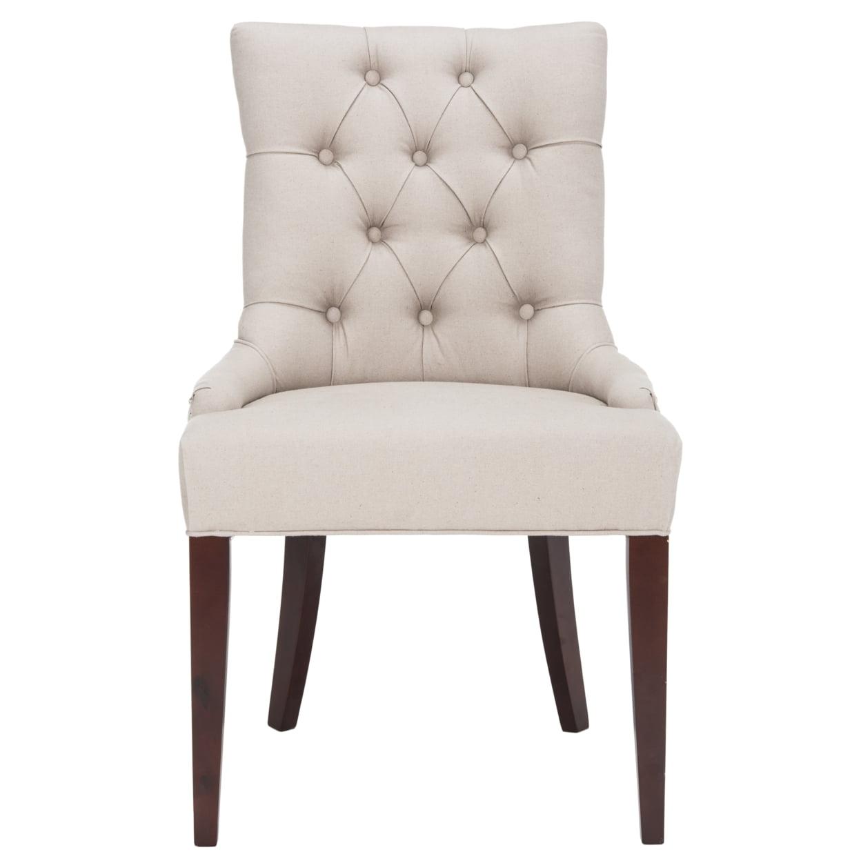 SAFAVIEH Amanda 19''H Tufted Chair Nickel Nail Head Taupe