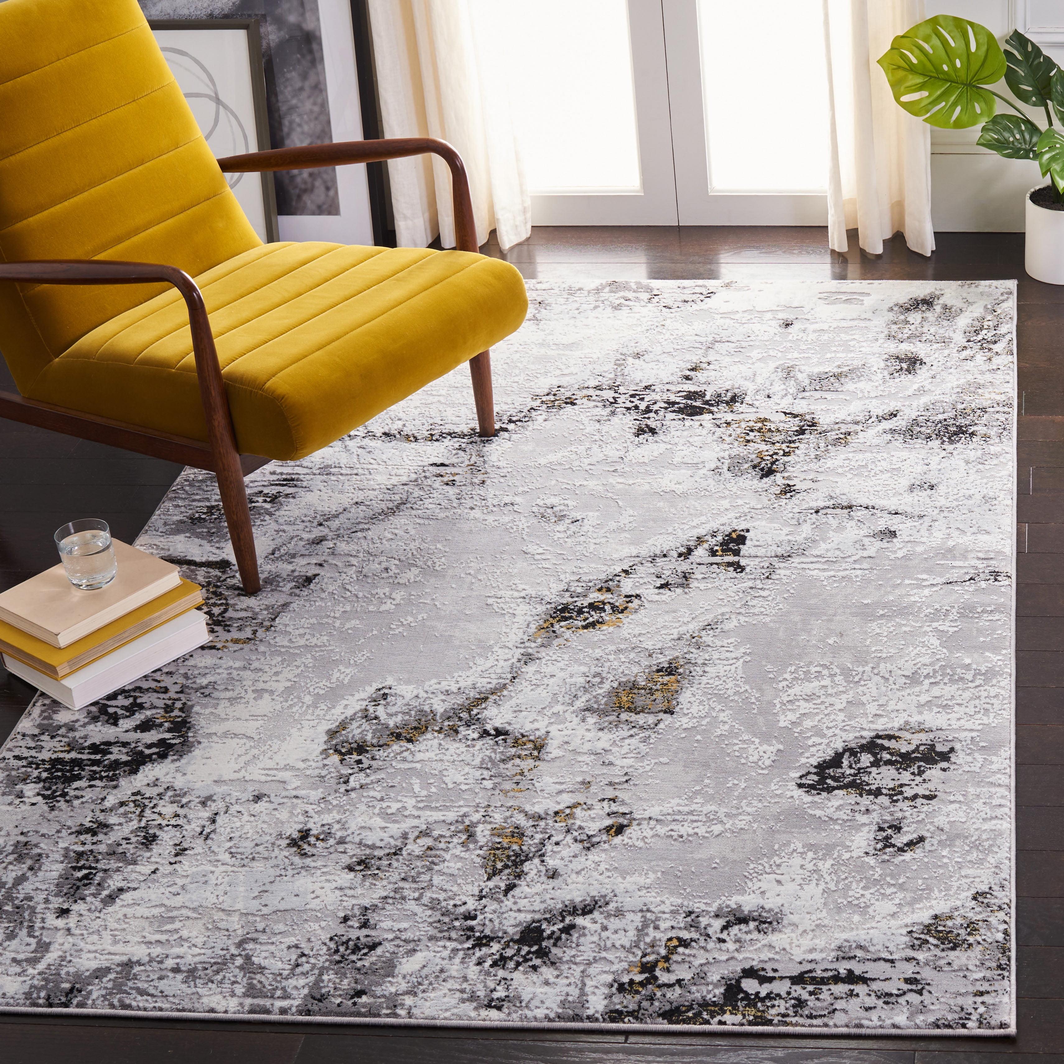 SAFAVIEH Amelia Ashley Abstract Marble Area Rug, Grey/Gold, 6'7" x 6'7" Square