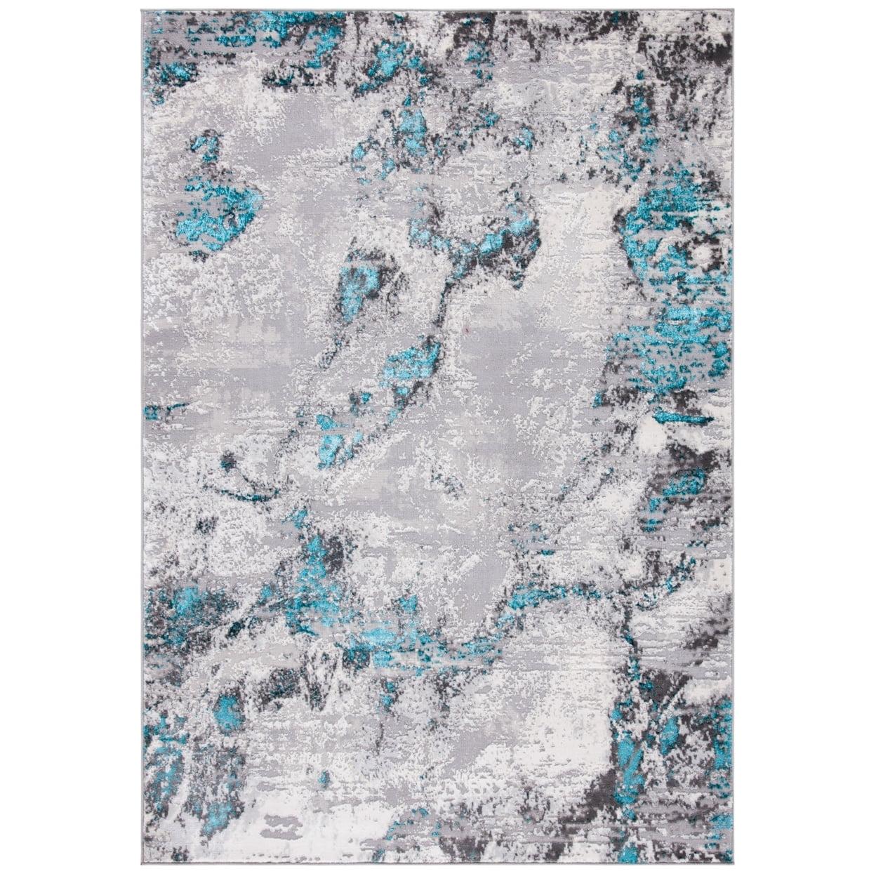 Amelia ALA232 Power Loomed Area Rug - Grey/Turquoise - 4'5"x6'5" - Safavieh.