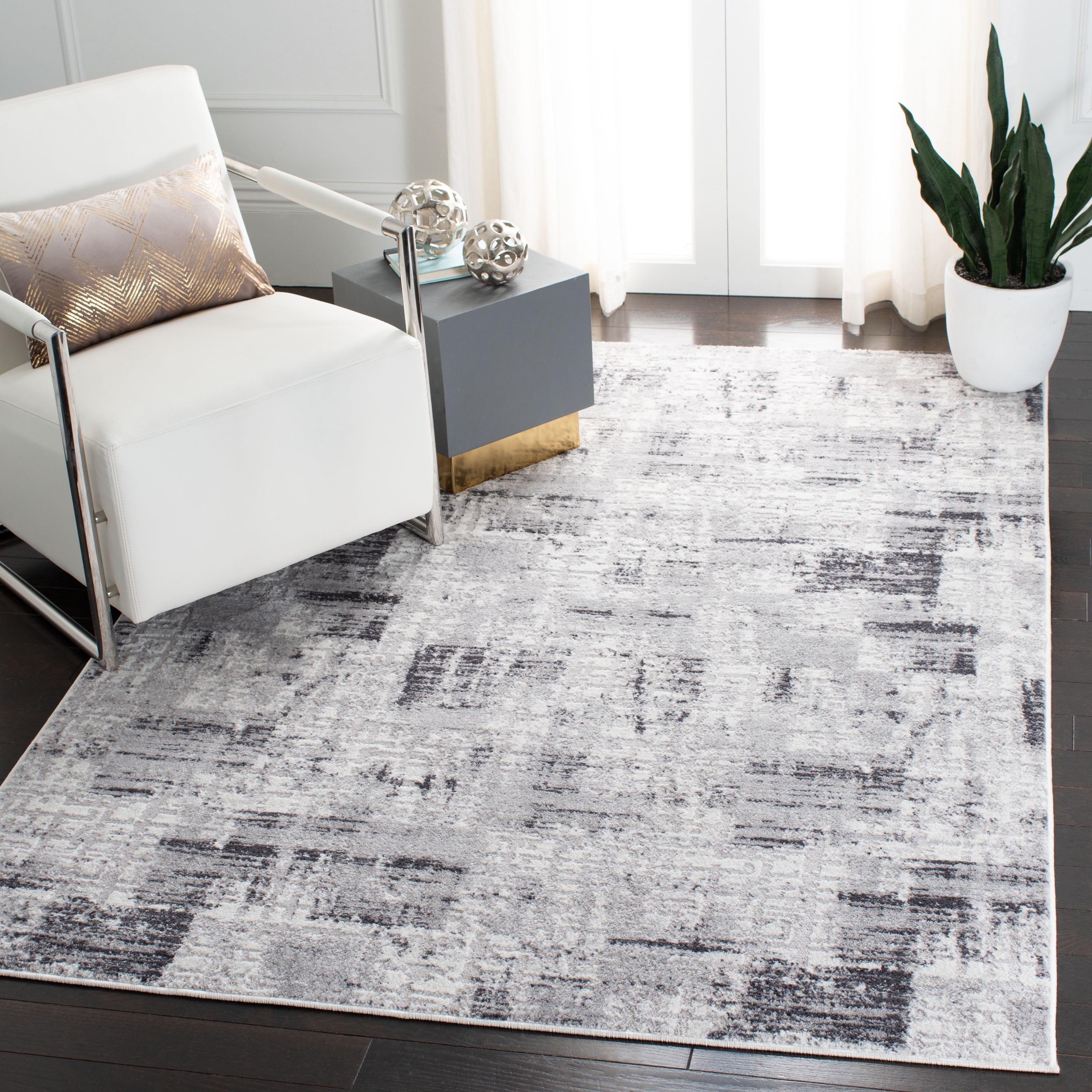 Amelia Modern Abstract Gray Charcoal 9' x 12' Synthetic Area Rug