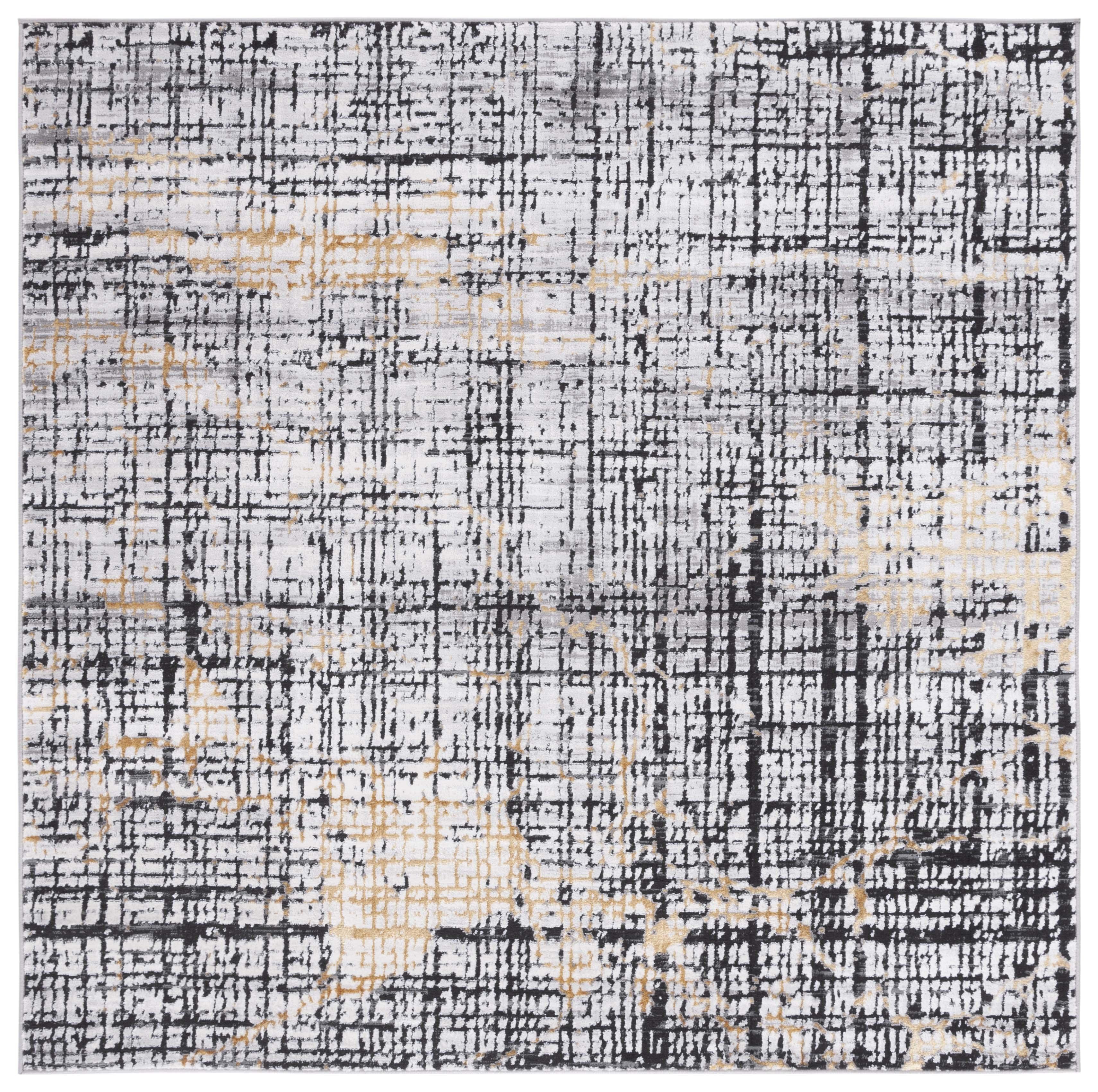 Amelia ALA248 Power Loomed Area Rug - Charcoal/Gold - 6'7"x6'7" - Safavieh.