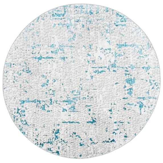 Amelia ALA254 Power Loomed Area Rug - Grey/Turquoise - 6'7" round - Safavieh.