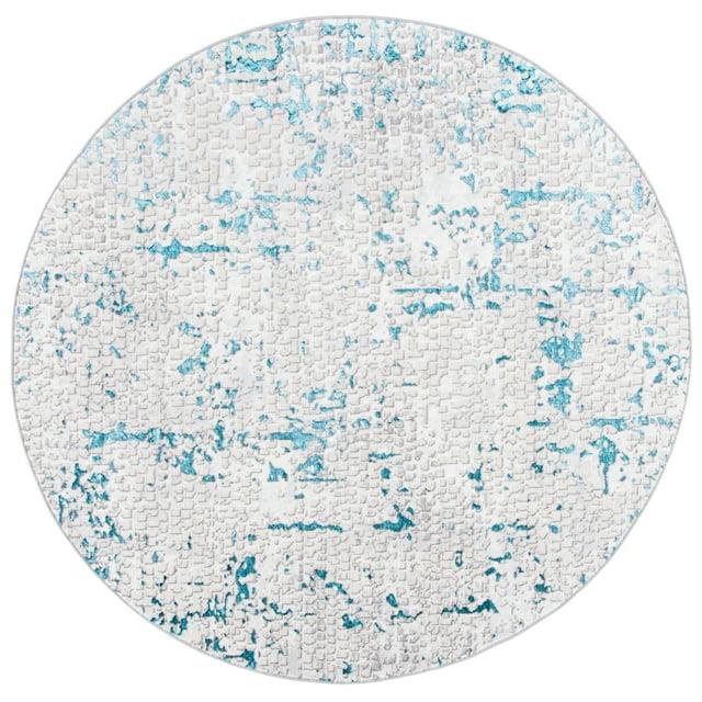 Amelia ALA254 Power Loomed Area Rug - Grey/Turquoise - 6'7" round - Safavieh.