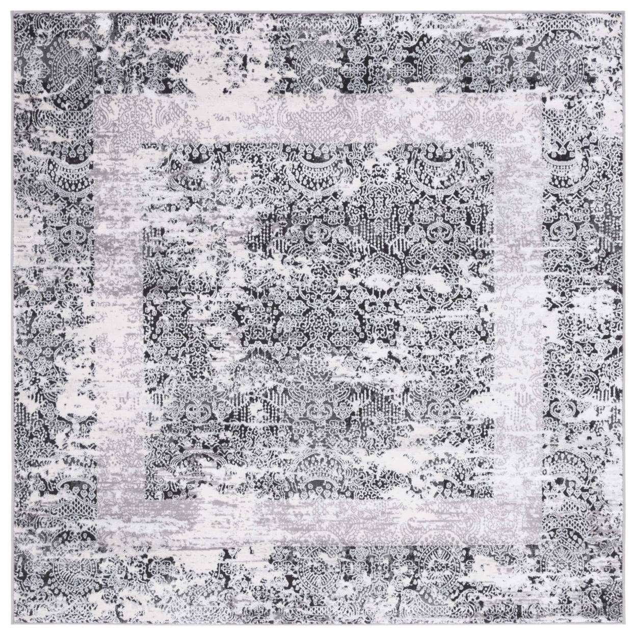 Amelia ALA271 Machine Made Indoor Area Rug - Gray/Charcoal - 6'-7"x6'-7" - Safavieh