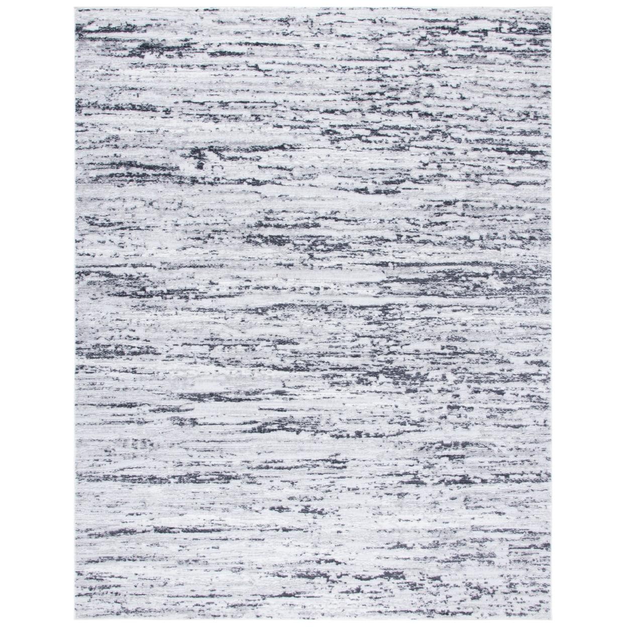 Contemporary Light Grey & Charcoal Synthetic 10' x 14' Area Rug