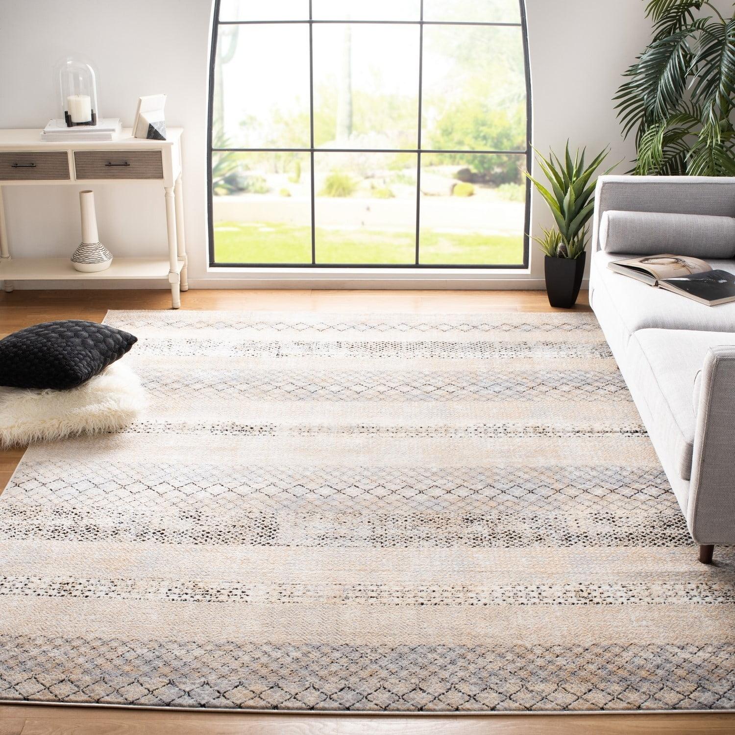 Amelia Round Grey and Gold Hand-Knotted Synthetic Rug