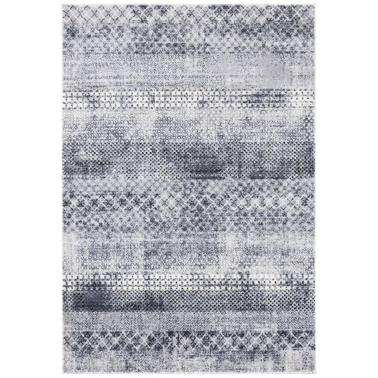 Amelia Grey and Ivory Synthetic 5'3" x 7'6" Hand-Knotted Area Rug