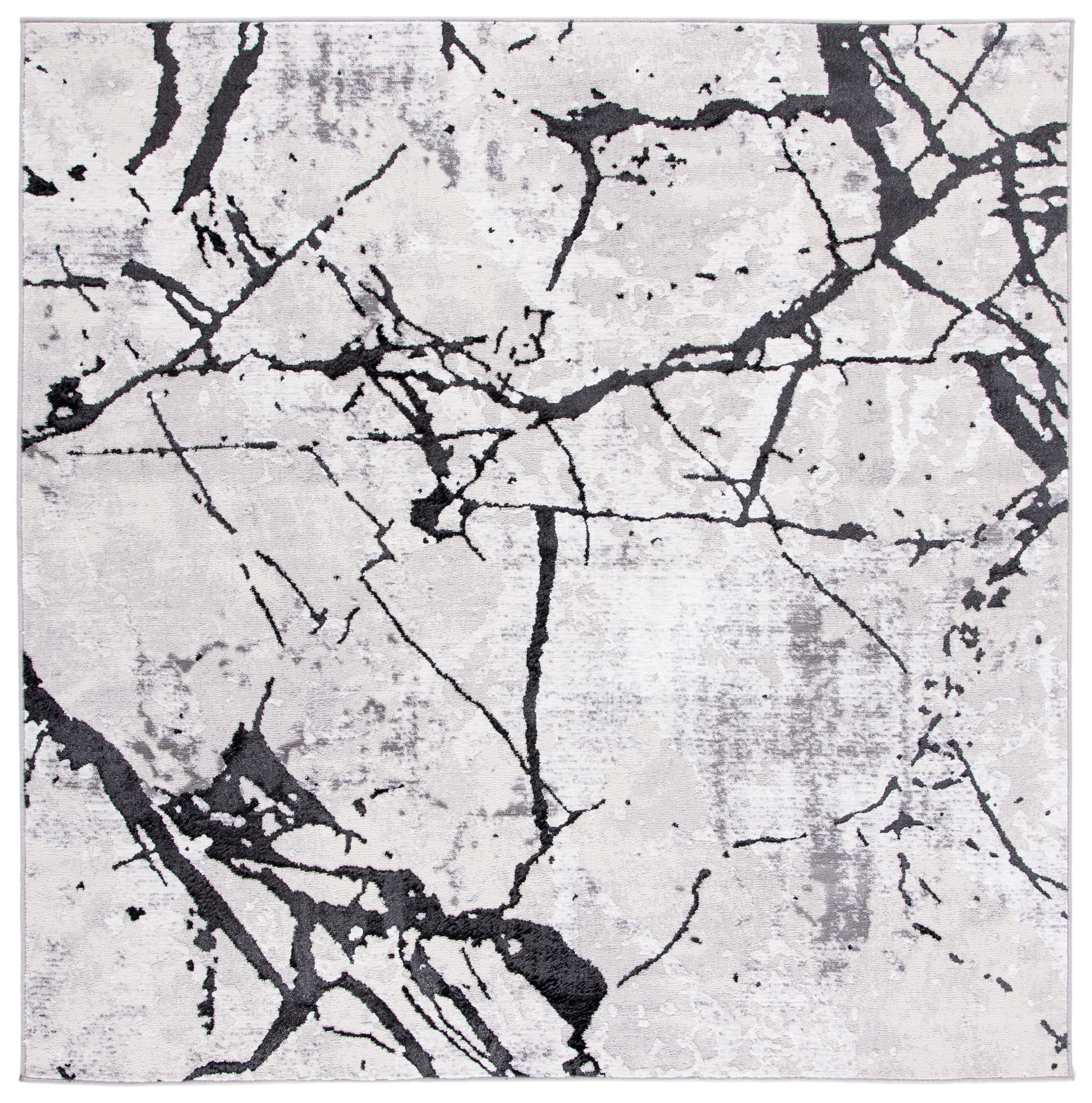 Amelia ALA293 Power Loomed Indoor Area Rug - Grey/Black - 5'x5' - Safavieh