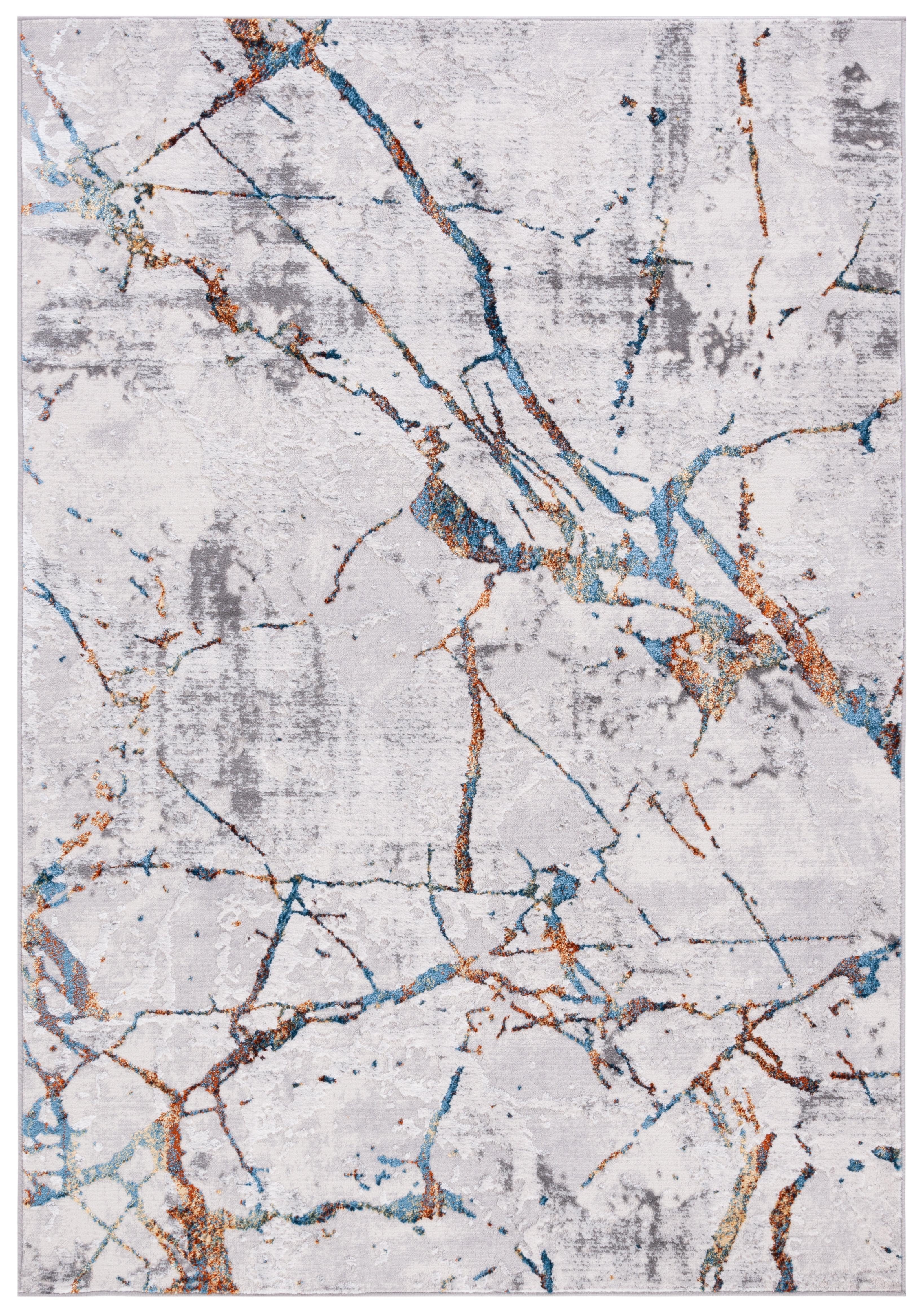 Amelia ALA293 Power Loomed Indoor Area Rug - Grey/Blue Gold - 4'5"x6'5" - Safavieh