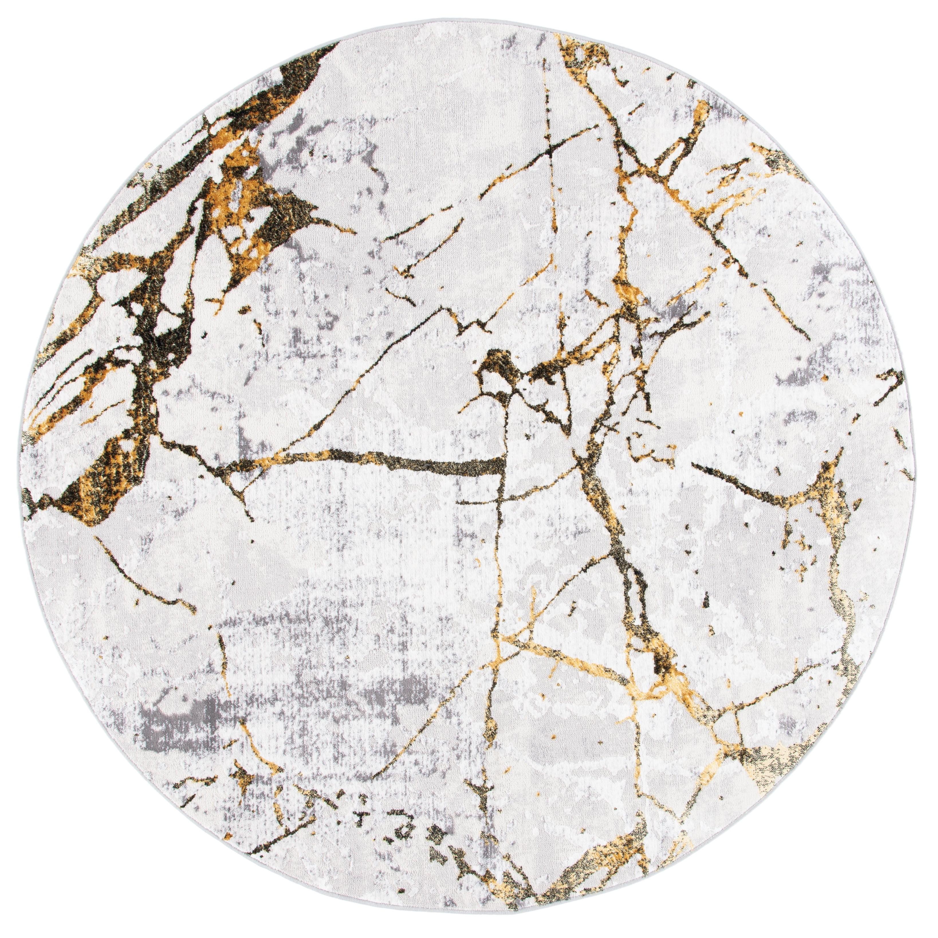 Amelia ALA293 Power Loomed Indoor Area Rug - Grey/Gold - 5' Round - Safavieh