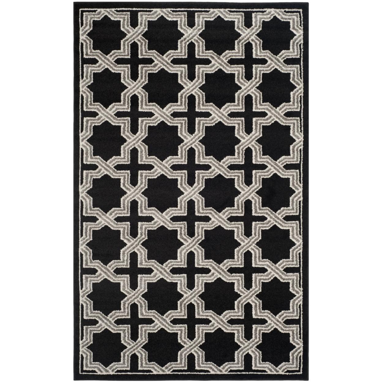 Anthracite & Grey Geometric 4' x 6' Easy-Care Area Rug