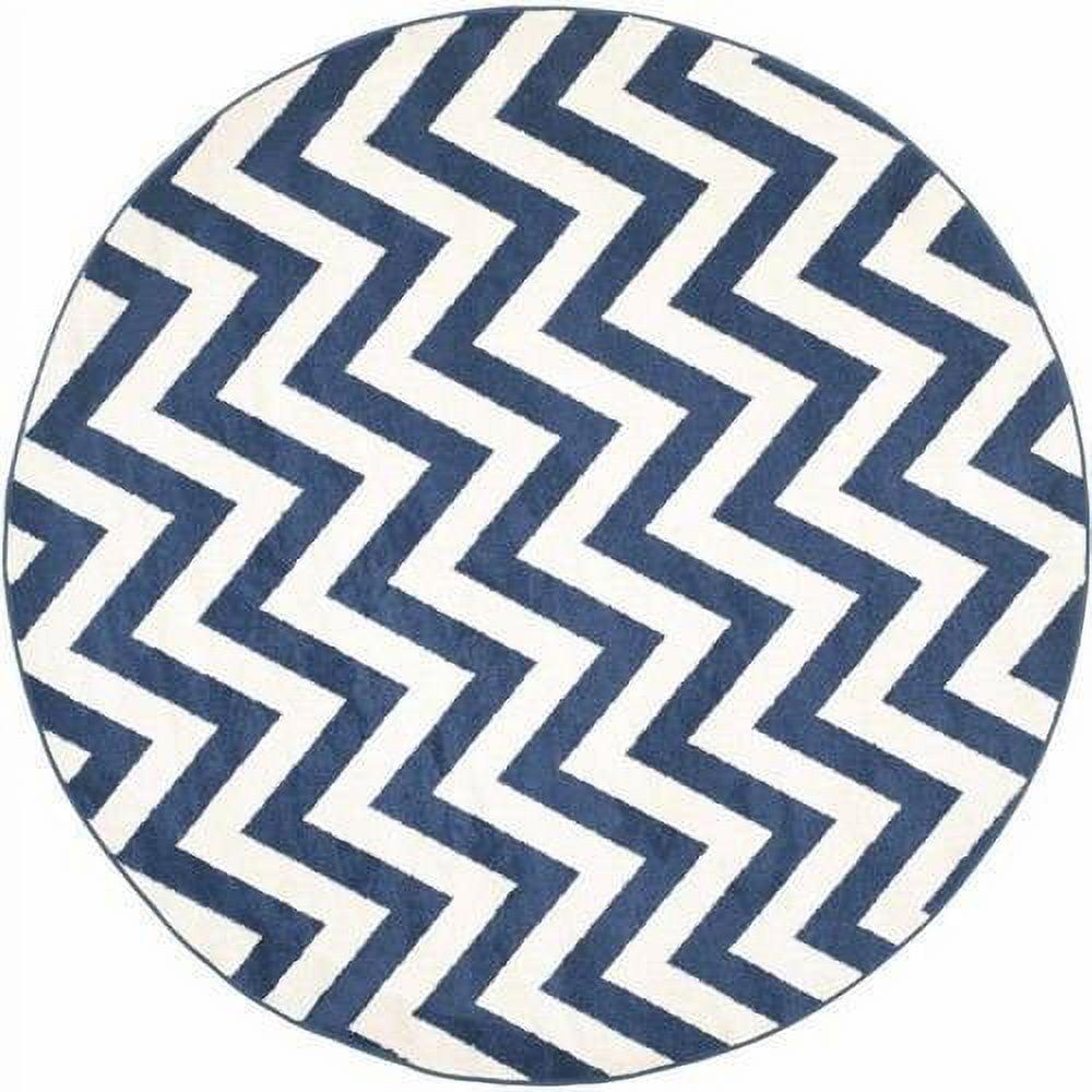 Amherst AMT419 Power Loomed Indoor Area Rug - Navy/Beige - 7' Round - Safavieh
