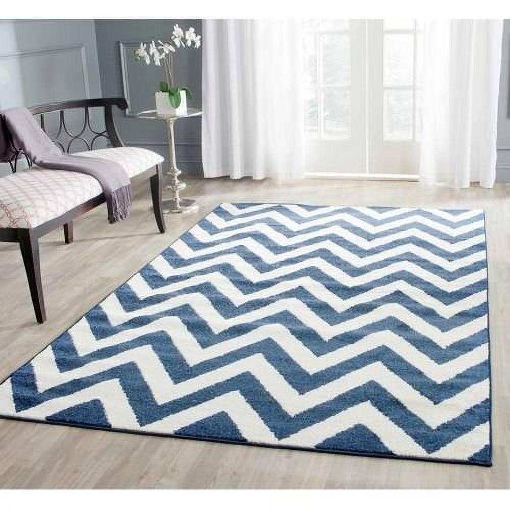 Navy & Beige Hand-Knotted Reversible Cotton Area Rug 4' x 6'