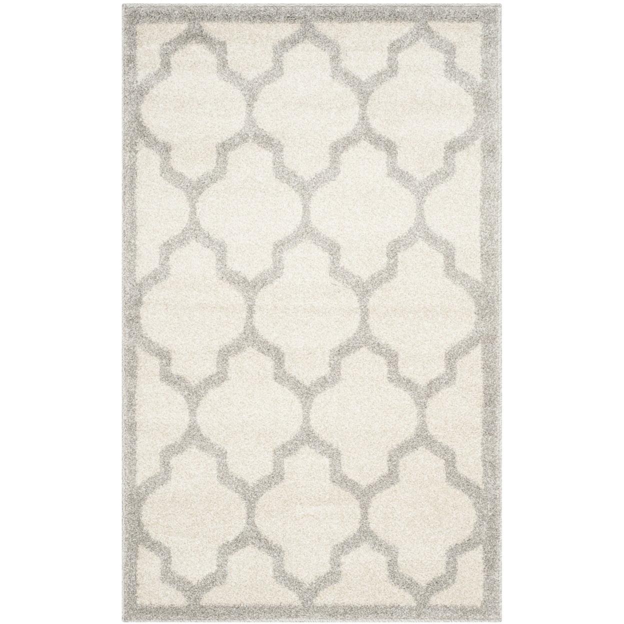 Reversible Geometric Beige & Light Grey Wool-Cotton Blend Rug 30"