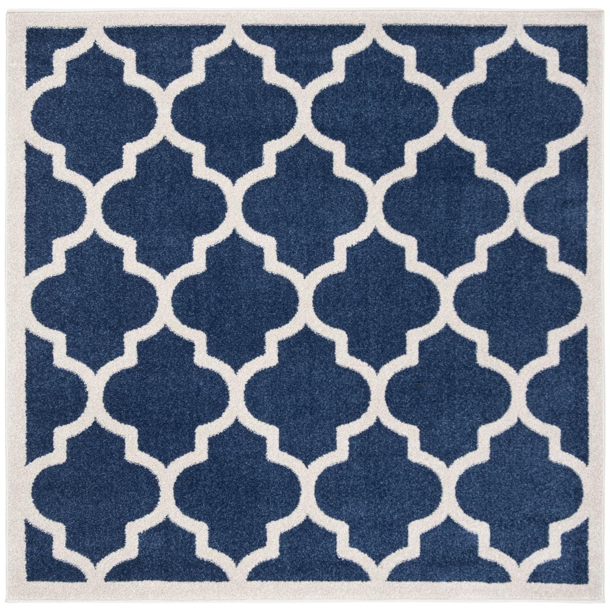 SAFAVIEH Amherst Roderick Geometric Area Rug, Navy/Beige, 5' x 5' Square