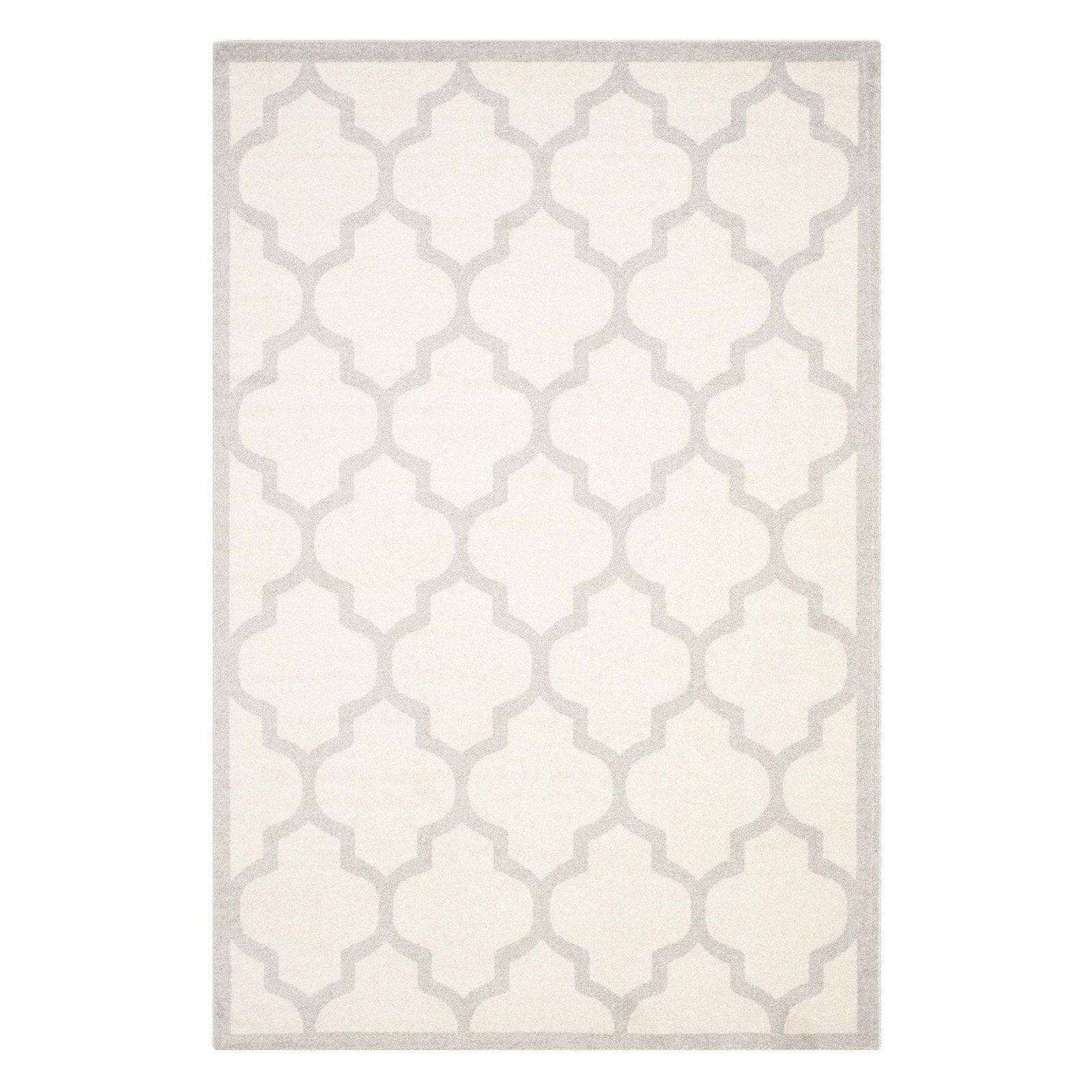 Reversible Beige and Light Grey Geometric Synthetic Runner Rug, 27x15 in