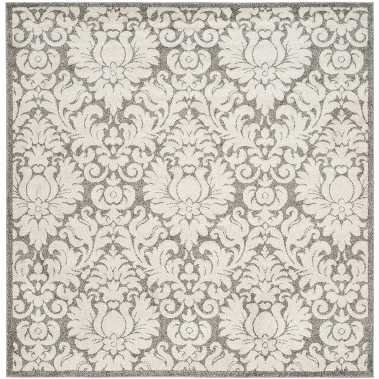 Amherst AMT427 Power Loomed Indoor Area Rug - Dark Grey/Beige - 9'x9' - Safavieh