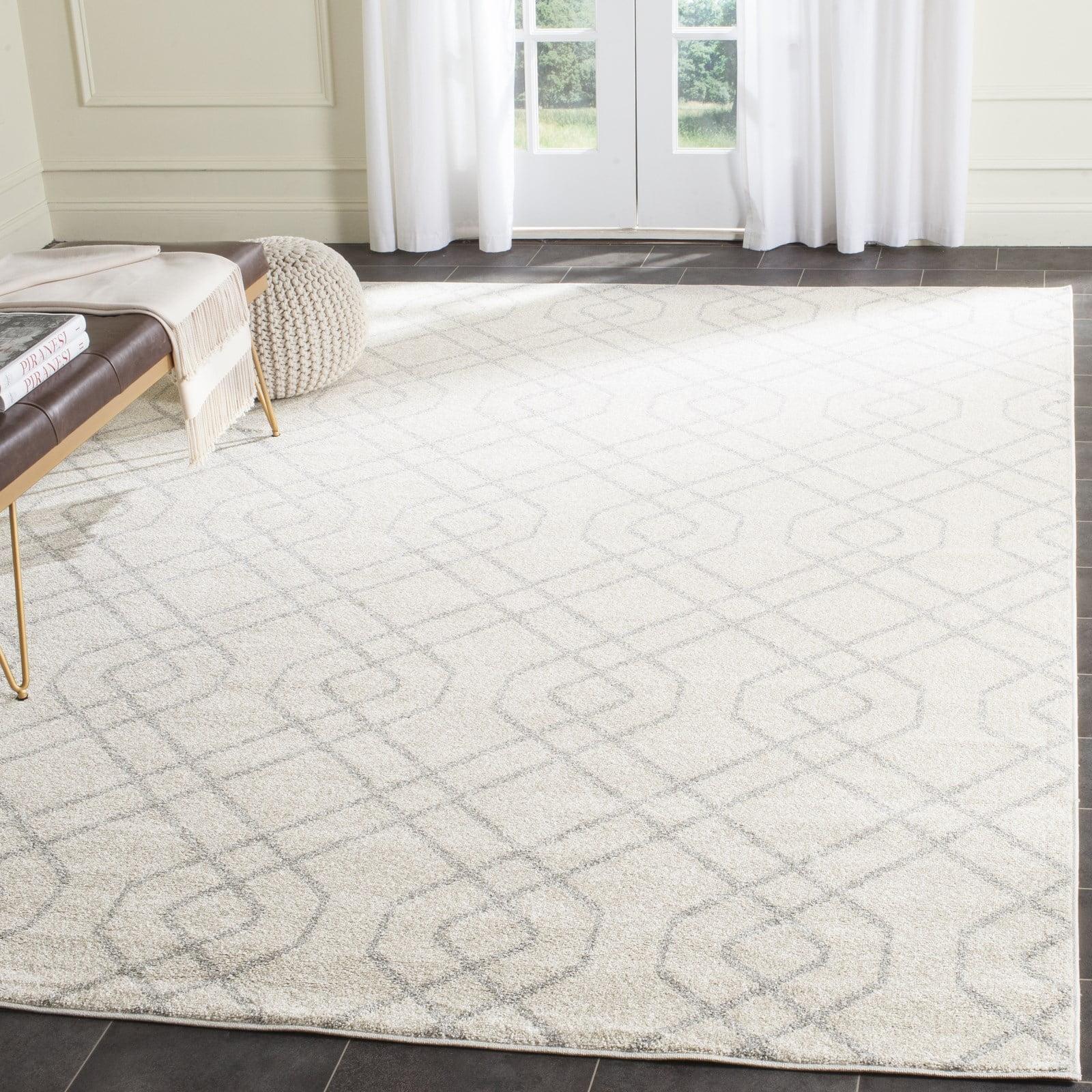 SAFAVIEH Amherst Roseann Geometric Area Rug, Ivory/Light Grey, 9' x 12'