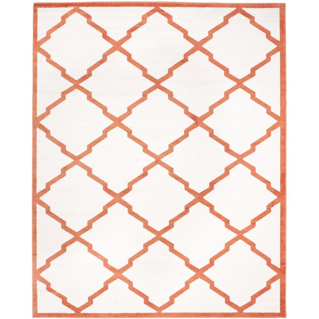Beige & Orange Trellis 8' x 10' Hand-Knotted Cotton Blend Rug