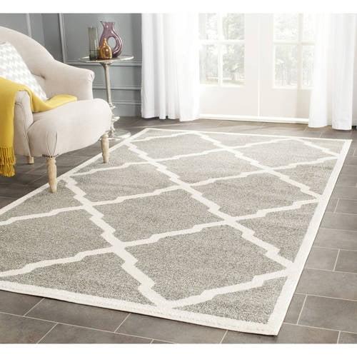 Hand-Knotted Dual-Tone Geometric Round Rug 7' - Dark Grey/Beige