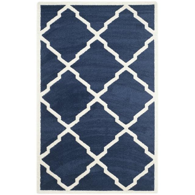 Amherst AMT421 Power Loomed Indoor Area Rug - Navy/Beige - 5'3"x8' - Safavieh