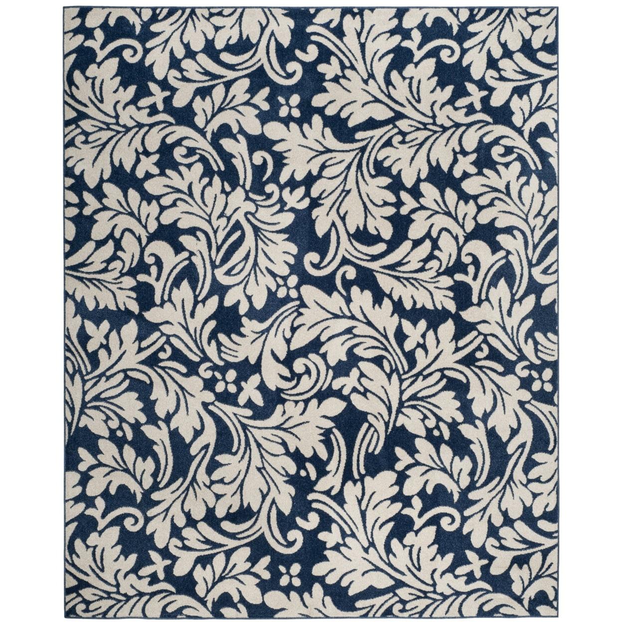 Navy & Ivory Cotton Blend 6' x 9' Hand-Knotted Area Rug