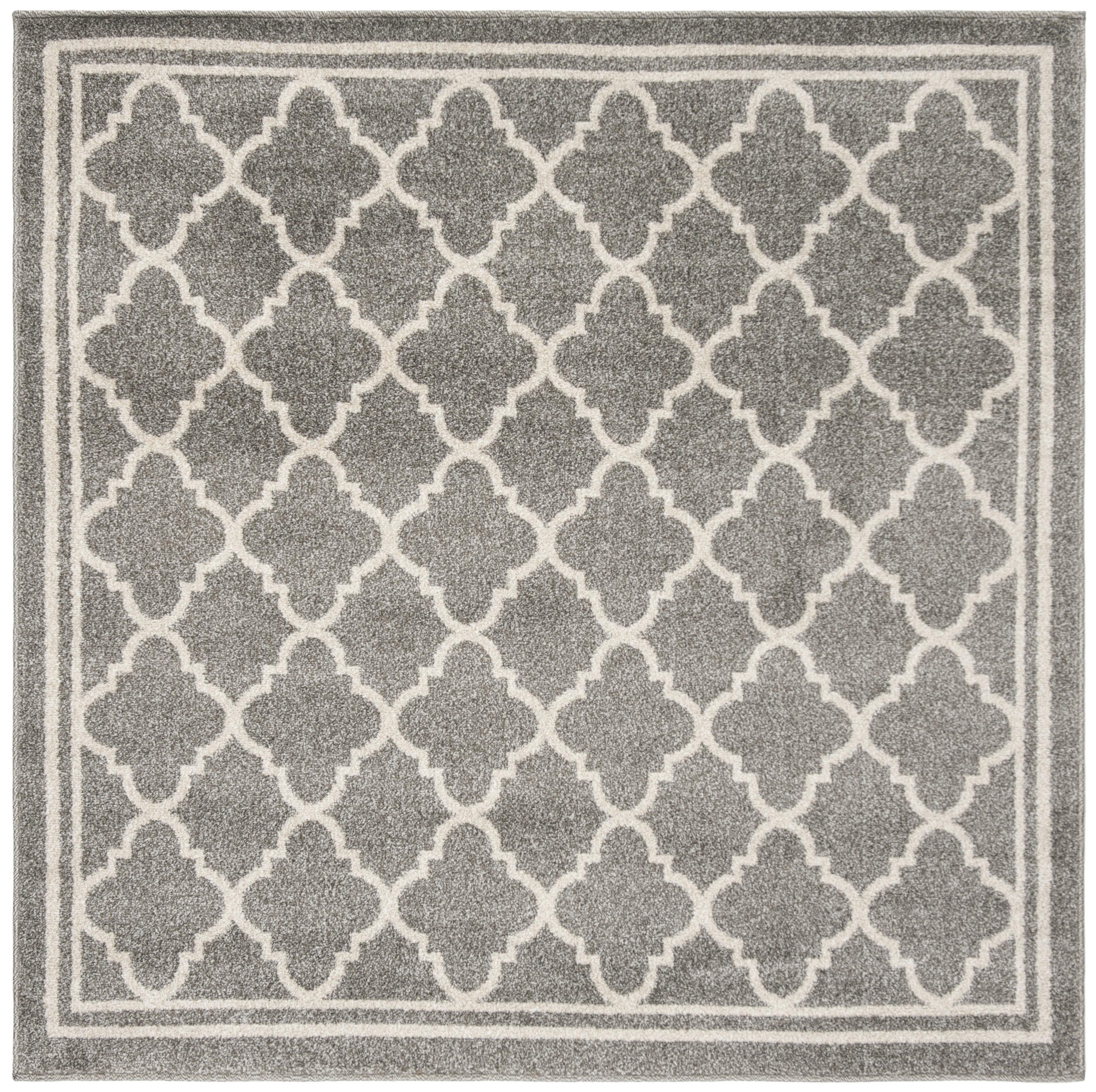 SAFAVIEH Amherst Trina Geometric Area Rug, Dark Grey/Beige, 5' x 5' Square