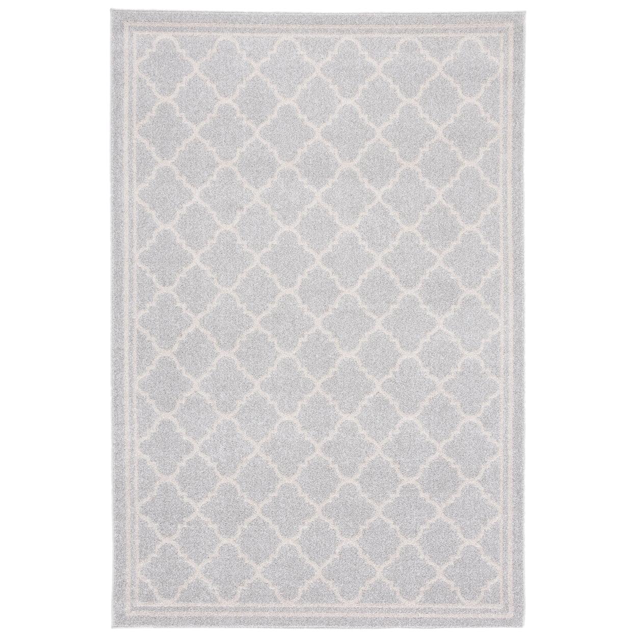 Geometric Beige & Light Grey Easy-Care Rectangular Rug, 5' x 8'