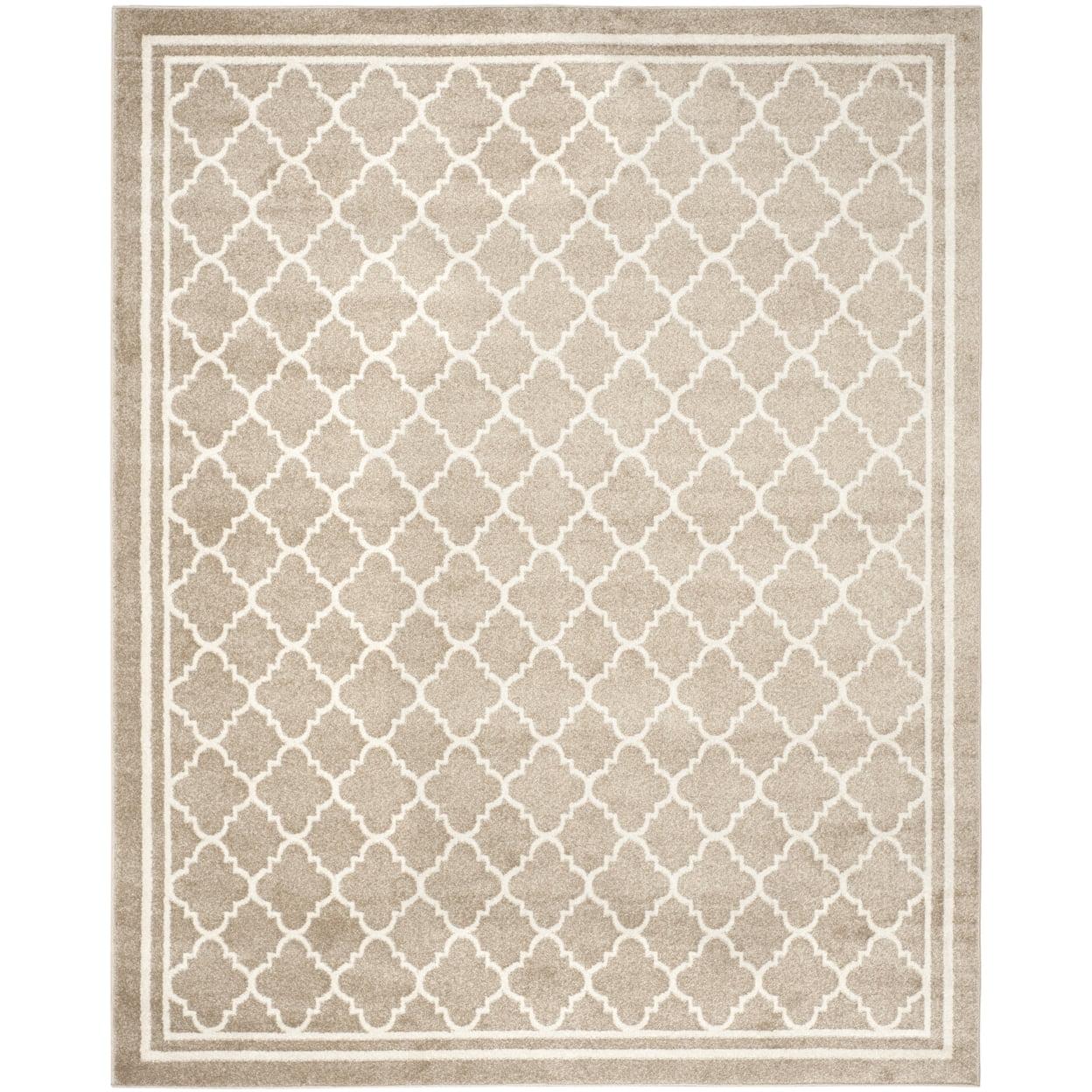 Wheat Beige Geometric Easy-Care 5' x 8' Synthetic Area Rug