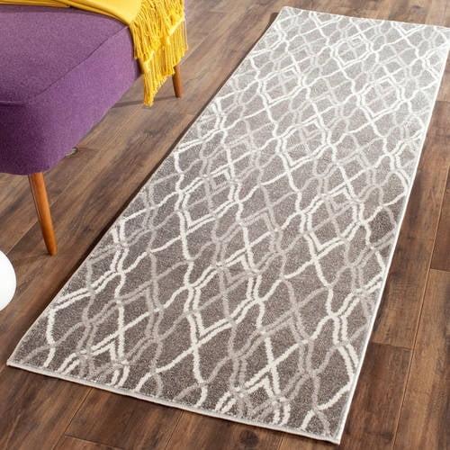 Amherst AMT417 Power Loomed Runner Rug - Grey/Light Grey - 2'3"x11' - Safavieh.