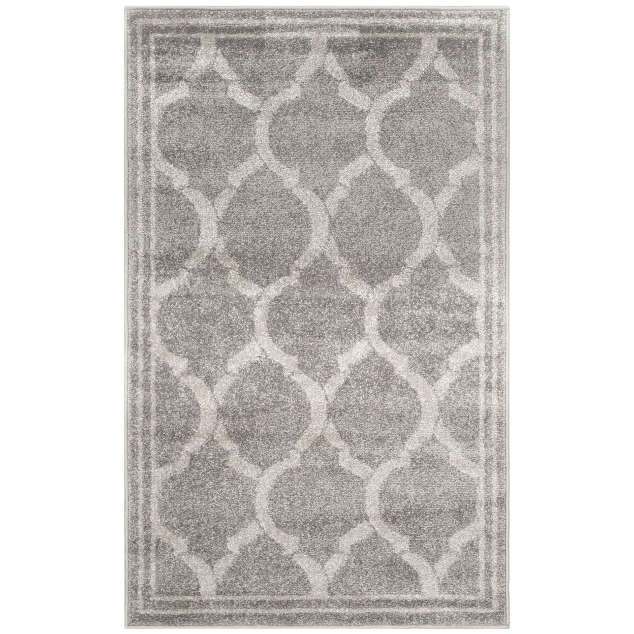 Elysian Dark Grey and Beige Geometric Synthetic Area Rug, 30" x 4"