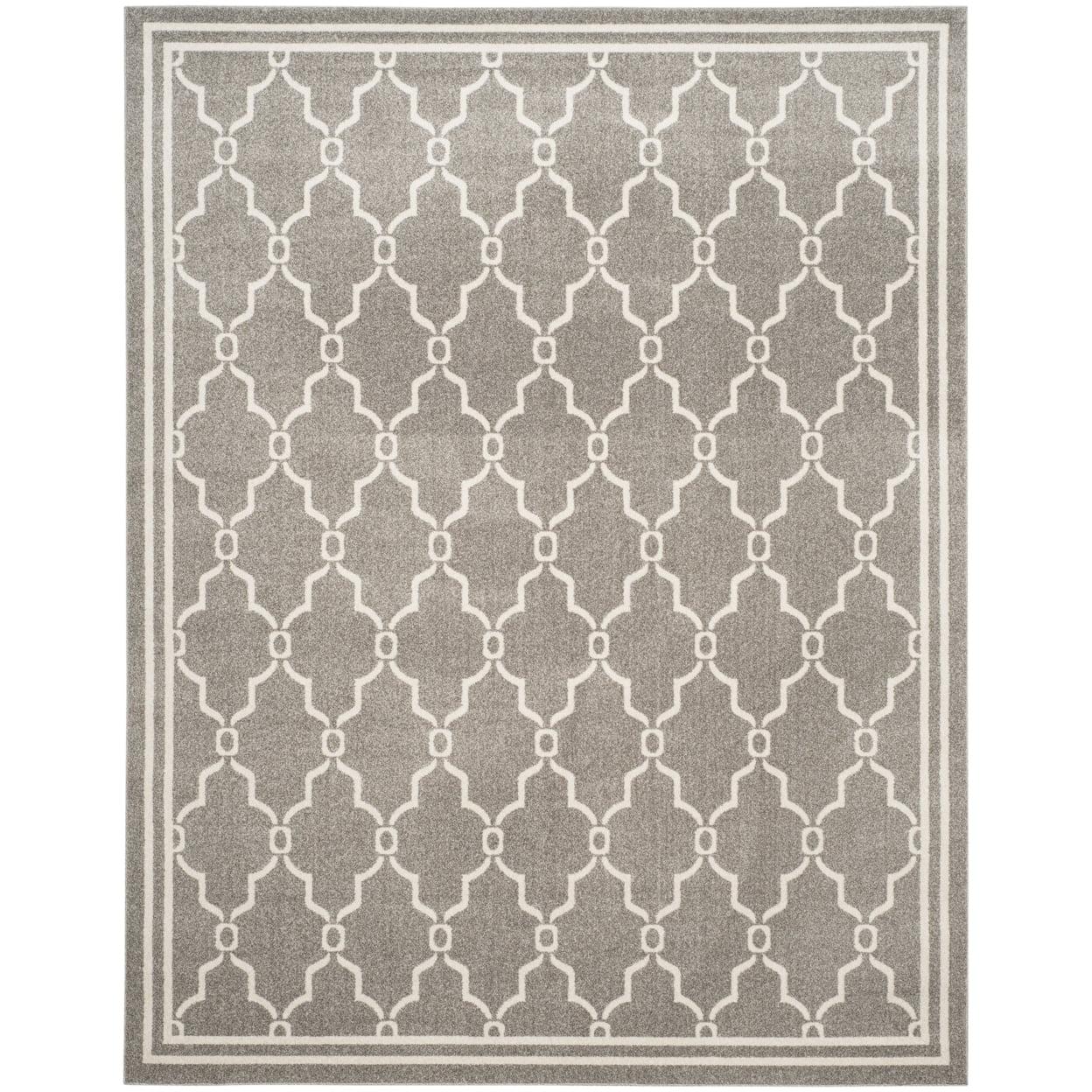 Amherst AMT414 Power Loomed Area Rug - Dark Grey/Beige - 7' Round - Safavieh.