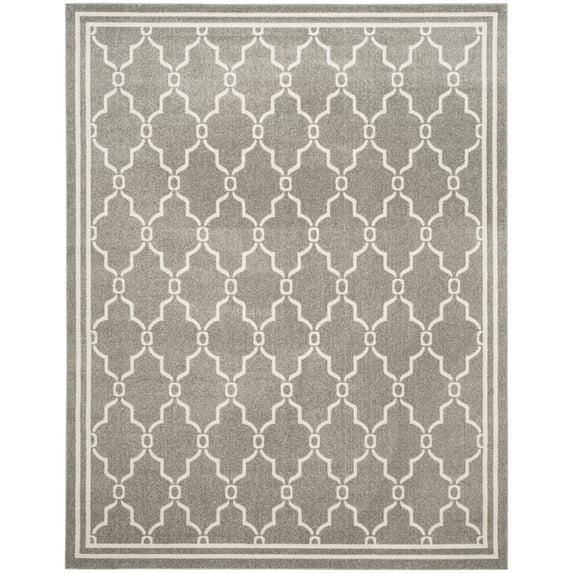 Amherst AMT414 Power Loomed Area Rug - Dark Grey/Beige - 7' Round - Safavieh.