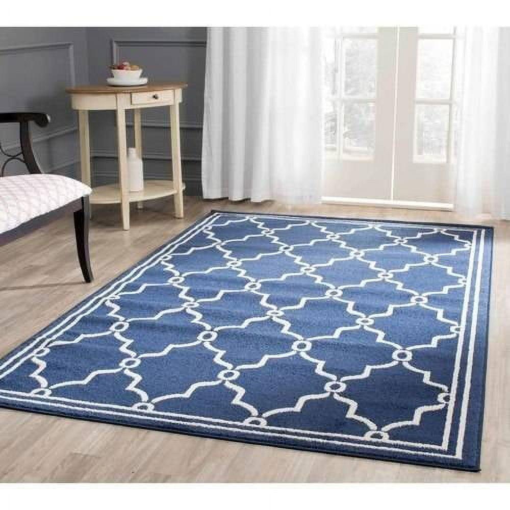 Amherst AMT414 Power Loomed Indoor Area Rug - Navy/Beige - 5'3"x8' - Safavieh