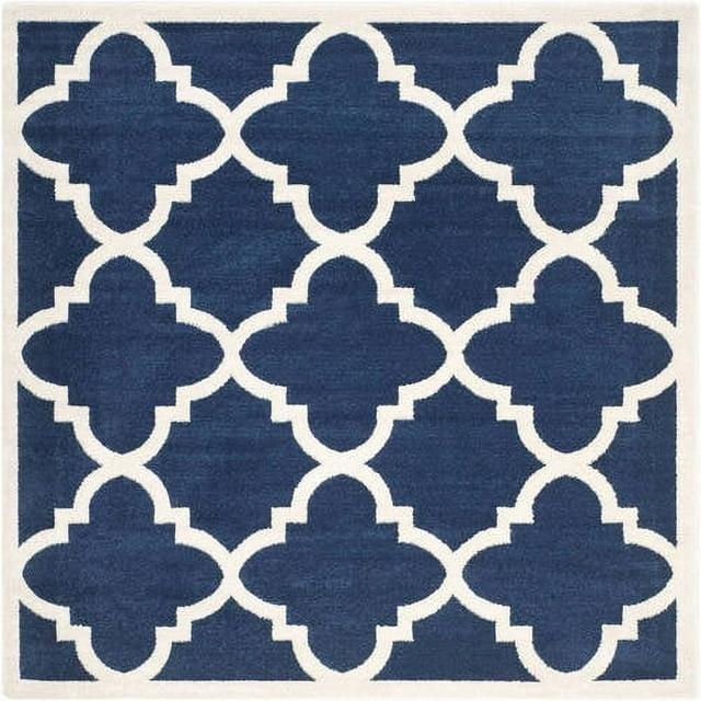 Amherst AMT423 Power Loomed Indoor Area Rug - Navy/Beige - 5'3"x8' - Safavieh
