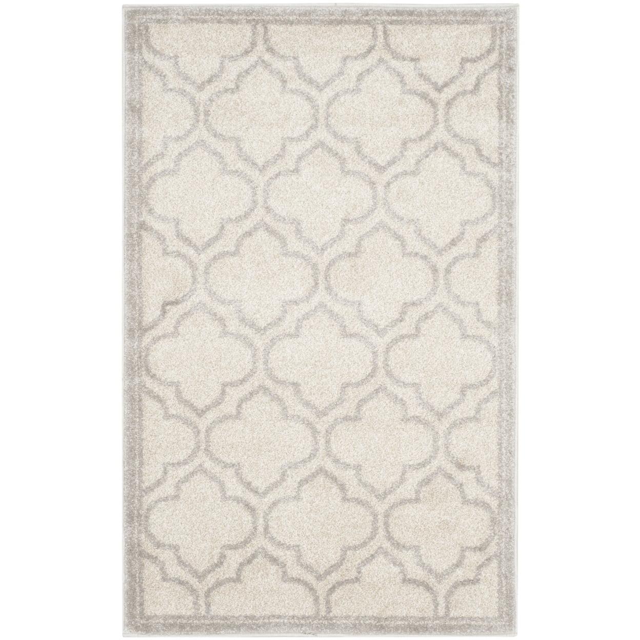 Ivory and Light Grey Rectangular Synthetic Area Rug 2'6" x 4'